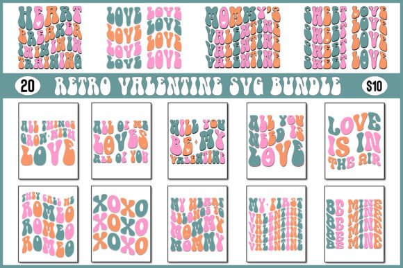 Download About Valentine Retro Wavy Design Bundle - Retro wavy design Collection