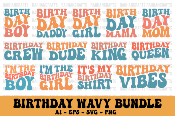 Download Birthday Retro Wavy Design Bundle Svg - Retro wavy design Collection