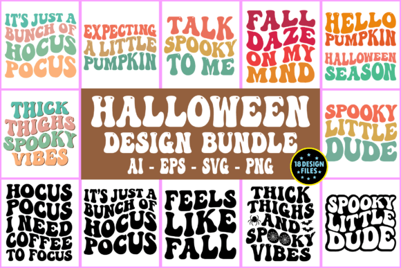 Download Halloween Retro Wavy Design Bundle Svg - Retro wavy design Collection