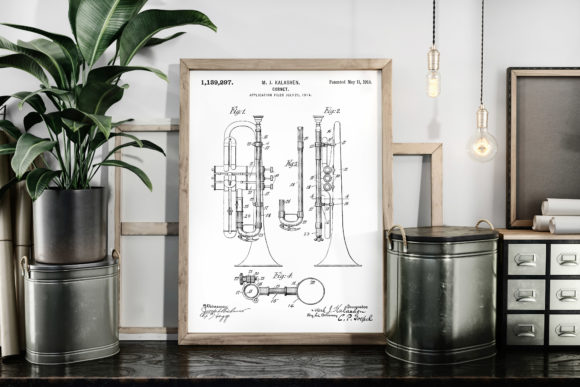 Download Cornet 1915 Patent Art Poster Blueprint - 1915 Collection